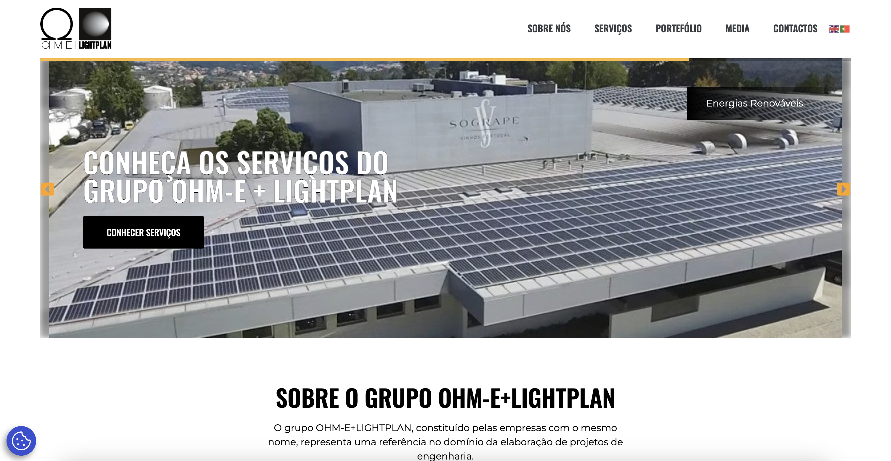 Homepage do website OHM-E + Lightplan